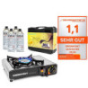 Greenpoint Gaskocher  Edelstahl  + 4 Kartuschen - Campingkocher mit Gaskartusche  4 Stück  ink.Tragekoffer mit 4 Gaskartusche