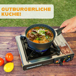 Greenpoint Gaskocher  Edelstahl  + 4 Kartuschen - Campingkocher mit Gaskartusche  4 Stück  ink.Tragekoffer mit 4 Gaskartusche