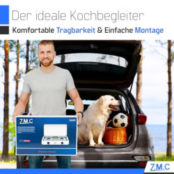 Z.M.C Gaskocher Campingkocher 2-Flammig Gasherd Kochfeld inkl. Schlauch + Regler, für Propan LPG Gasflasche, 2.2 kW je Brenne