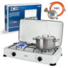 Z.M.C Gaskocher Campingkocher 2-Flammig Gasherd Kochfeld inkl. Schlauch + Regler, für Propan LPG Gasflasche, 2.2 kW je Brenne