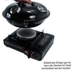 ACTIVA Meisen Gaskocher I Campingkocher inkl. Grilltopf & Tragekoffer I Premium Gasgrill klein - Leistungsstark & vielseitig 
