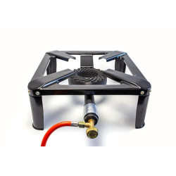 Hockerkocher 7,5 kW Gaskocher Campingkocher 4 Fuß Economic 50mBar Schlauch Regler 5 kg 11 kg Gasflasche  Hockerkocher mit 80 