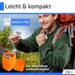 Z.M.C Klappbarer Campingkocher 3200W + 4x Gaskartuschen 300g, Mini Gaskocher Set für Outdoor Aktivitäten, Campinggaskocher fa