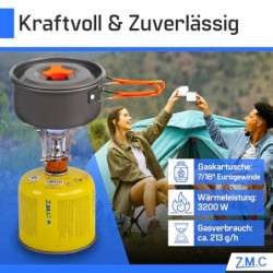 Z.M.C Klappbarer Campingkocher 3200W + 4x Gaskartuschen 300g, Mini Gaskocher Set für Outdoor Aktivitäten, Campinggaskocher fa