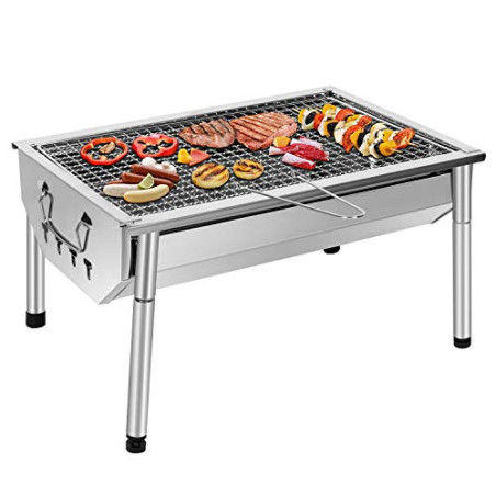 SunJas Picknickgrill Edelstahl Holzkohlegrill Kleiner Grill Portable Campinggrill Abnehmbare BBQ Grills für Outdoor Garten Pa