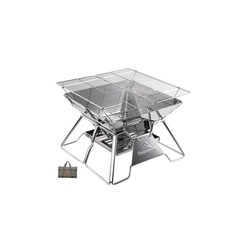 Campingmoon Campinggrill, Edelstahl, faltbar, tragbar, Holzkohlegrill, 35,6 cm, mit Tragetasche MT-2 Campingmoon Campinggrill, Edelstahl, faltbar, tragbar, Holzkohlegrill, 35,6 cm, mit Tragetasche MT-2