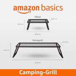 Amazon Basics Robuster, klappbarer Camping Grill, Mittelgroß, Schwarz
