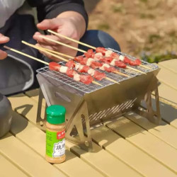 Grill Klappgrill Campinggrill, Barbecue Tragbarer BBQ Kohle Smoker Grill für Kochen Camping Wandern Picknick, Picknickgrill H
