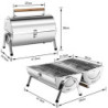 SunJas Edelstahl Klappgrill Holzkohlegrill, BBQ Grill Doppel Grillfläche 34x21.5 cm, Tischgrill Campinggrill für Outdoor Koch
