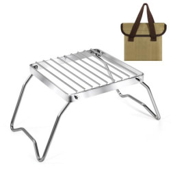 Klappbarer Campinggrill Tragbar Edelstahl Grillgitter Outdoor Grillrost mit Tragetasche Lagerfeuer-Grill für Picknick Wandern
