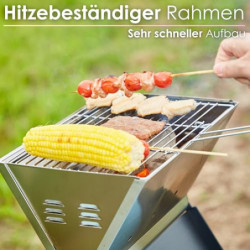 Steinborg Klappgrill | Laptopgrill | Campinggrill | Blitzschneller Aufbau | Hitzebeständiger Rahmen | Große Lüftungsschlitze 
