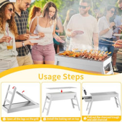 SVIPDDD Tragbarer Holzkohlegrill aus Edelstahl–Kompakter,Klappbarer BBQ Grill für Camping,Garten und Balkon,outdoor grill,Cam