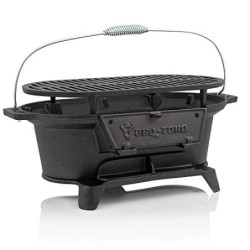 BBQ-Toro Gusseisen Grilltopf mit Grillrost | 50 x 25 x 23 cm | Hibachi Style Holzkohle Campinggrill | Holzkohle Campinggrill,