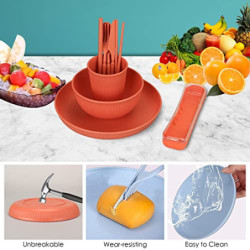 Unzerbrechliches Geschirr Set 6 Personen, 66 Teiliges Camping Geschirr Set Plastikgeschirr Picknick Geschirr Sets Leicht Bunt