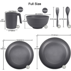 Greentainer Geschirrsets aus Kunststoff  36pcs  | Leicht und Unzerbrechlich Camping Geschirr Set mit Besteck,Teller, Schüssel