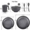 Greentainer Geschirrsets aus Kunststoff  36pcs  | Leicht und Unzerbrechlich Camping Geschirr Set mit Besteck,Teller, Schüssel