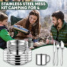 TAN REN Campingbesteck Set 4 Personen, 24 Teiliges Camping Geschirr Set Edelstahl, Picknick Camping Besteck Set, Outdoor Reis