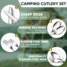 TAN REN Campingbesteck Set 4 Personen, 24 Teiliges Camping Geschirr Set Edelstahl, Picknick Camping Besteck Set, Outdoor Reis
