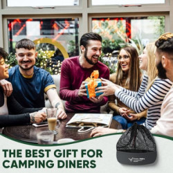 TAN REN Campingbesteck Set 4 Personen, 24 Teiliges Camping Geschirr Set Edelstahl, Picknick Camping Besteck Set, Outdoor Reis