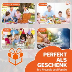 FUNYKICH 12pcs Camping Geschirr Set für 4 Personen, Leicht & Unzerbrechlich & Wiederverwendbar BPA-Frei Geschirrsets mit Tell