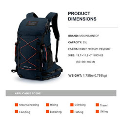 MOUNTAINTOP 35L Wanderrucksack Herren Damen Reiserucksack Trekkingrucksack Leicht Outdoor Camping Rucksäcke Tagesrucksack mit