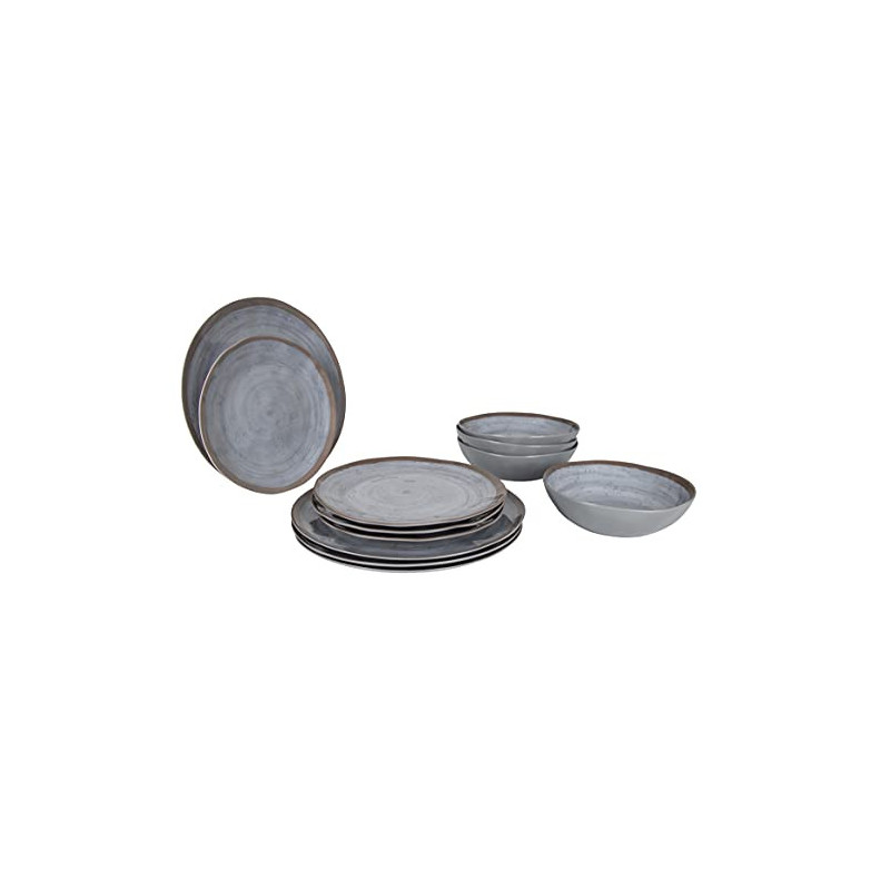 Bo-Camp Melamin Geschirr Set Halo Camping Essgeschirr Reise Picknick Teller Grau