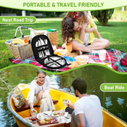 Camping Geschirr Set 2 Personen 14-teilig, Picknick Set, Edelstahl Outdoor Geschirr für Outdoor, Camping, Picknick, Grillen u