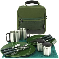 13-teiliges Deluxe G8DS® Campinggeschirr, Tassen und Besteck für 2 Personen Kochgeschirr Camping-Besteck-Geschirr-Set Surviva