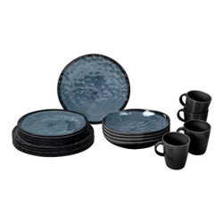 BRUNNER Campinggeschirr Set  Set 16 Stück  für 4 Personen - Lunchbox Venetian - aus Melamin Stone Touch von hoher Qualität, r