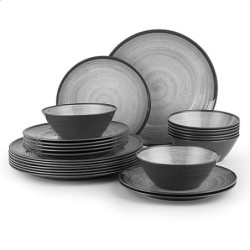 La Joventino 24 Stück Campinggeschirr Melamin Set für 8 Personen - Geschirrset Teller Set incl. Becher & Schüsseln - Camping,
