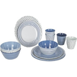 Bo-Camp Melamin Campinggeschirr Set Mix&Match Essgeschirr Teller Becher 16tlg blau