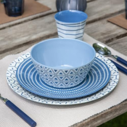 Bo-Camp Melamin Campinggeschirr Set Mix&Match Essgeschirr Teller Becher 16tlg blau