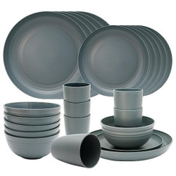 Dhnvcud 24 Stück Camping Geschirr Set, Camping Teller Set 6, Unzerbrechlich Kunststoff Geschirr Plastikgeschirr Set, Geschirr