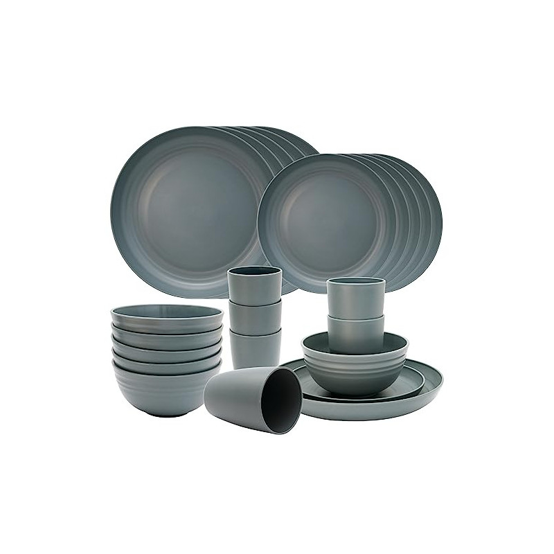 Dhnvcud 24 Stück Camping Geschirr Set, Camping Teller Set 6, Unzerbrechlich Kunststoff Geschirr Plastikgeschirr Set, Geschirr Dhnvcud 24 Stück Camping Geschirr Set, Camping Teller Set 6, Unzerbrechlich Kunststoff Geschirr Plastikgeschirr Set, Geschirr