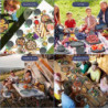 Dhnvcud 24 Stück Camping Geschirr Set, Camping Teller Set 6, Unzerbrechlich Kunststoff Geschirr Plastikgeschirr Set, Geschirr