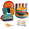 Yuanlne Camping Geschirr Set, 52 Stück Unzerbrechliches Wiederverwendbar picknick set für 4 Personen Picknickgeschirr, Leicht