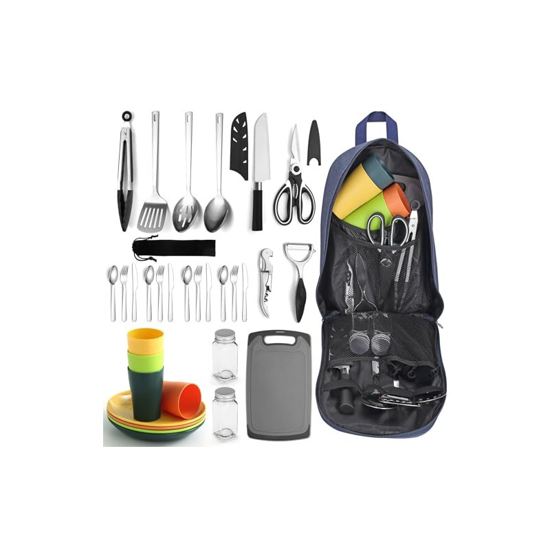 Berglander Camping-Essentials, Camping-Kochutensilien-Set, Campingzubehör-Ausrüstungs-Must-Haves, kommen mit Camping-Bestecks