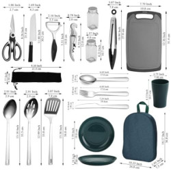 Berglander Camping-Essentials, Camping-Kochutensilien-Set, Campingzubehör-Ausrüstungs-Must-Haves, kommen mit Camping-Bestecks