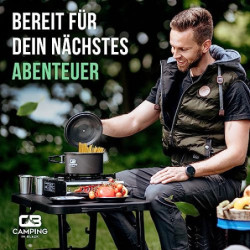 Camping in Black - Campinggeschirr Set - Kochgeschirr für 2 Personen aus Aluminium und Edelstahl