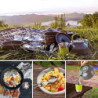 Camping Geschirr Set AUHOU Kochgeschirr Kochset Töpfen Aluminium mit Teekessel und 3 Sätze Faltbare Edelstahl Besteck Camping