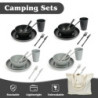 ZgoEC 49pcs Camping Geschirr Set 4 Personen, Unzerbrechliches Campinggeschirr 4 Personen, Leicht Plastikgeschirr Set mit Trag