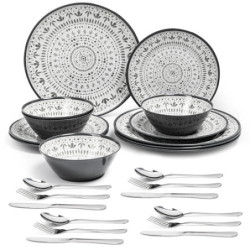 La Joventino 24PCS Melamin Geschirrset Campinggeschirr, Teller Set & Tafelservice - für unterwegs & Outdoor