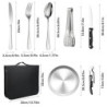 Camping Besteckset 4 Person, 20 PCS Picknick-Teller und Utensilien-Set, Tragbares Geschirr, Edelstahl-Besteck-Kombination mit