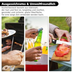 Camping Besteckset 4 Person, 20 PCS Picknick-Teller und Utensilien-Set, Tragbares Geschirr, Edelstahl-Besteck-Kombination mit