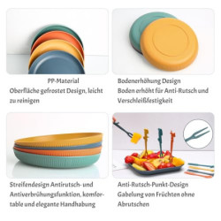 Sour Lemon Camping Geschirr Set, 52 Teiliges Unzerbrechliches Geschirr Set, Unzerbrechlich Picknick Geschirr Sets für 4 Perso