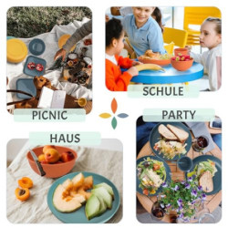 Sour Lemon Camping Geschirr Set, 52 Teiliges Unzerbrechliches Geschirr Set, Unzerbrechlich Picknick Geschirr Sets für 4 Perso