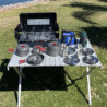 Bulin 37 Teiliges Camping Kochgeschirr Set für 4 Personen，Camping Kochset mit Tragbar Aluminium Topf Teekessel Tassen Faltbar