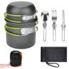 ERBO Camping Kochgeschirr Set, Camping Topf aus Aluminium, Outdoor Kochgeschirr mit Faltbare Besteck, Campinggeschirr 2 Perso