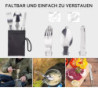 ERBO Camping Kochgeschirr Set, Camping Topf aus Aluminium, Outdoor Kochgeschirr mit Faltbare Besteck, Campinggeschirr 2 Perso
