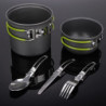ERBO Camping Kochgeschirr Set, Camping Topf aus Aluminium, Outdoor Kochgeschirr mit Faltbare Besteck, Campinggeschirr 2 Perso